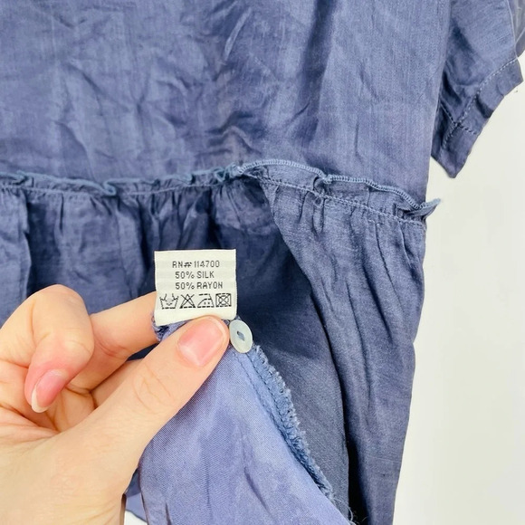 Chan Luu Silk Blend Baby Doll Top in Dark Blue Size M - Picture 15 of 16